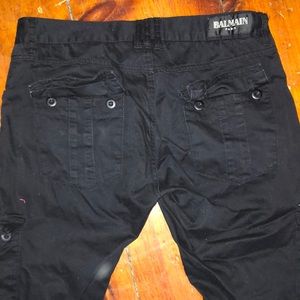 BALMAIN Black Denim Cargo Biker Pants
